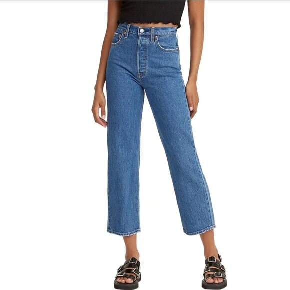 Levi's Denim - LEVI'S Ribcage Straight Ankle Medium Blue Wash Jeans Size 29